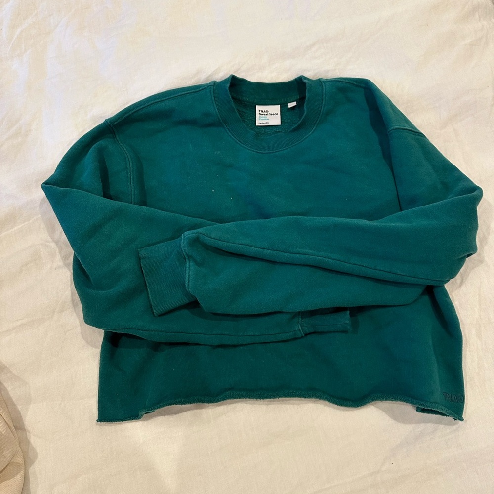 TNA Cropped Fleece Sweatshirt Green